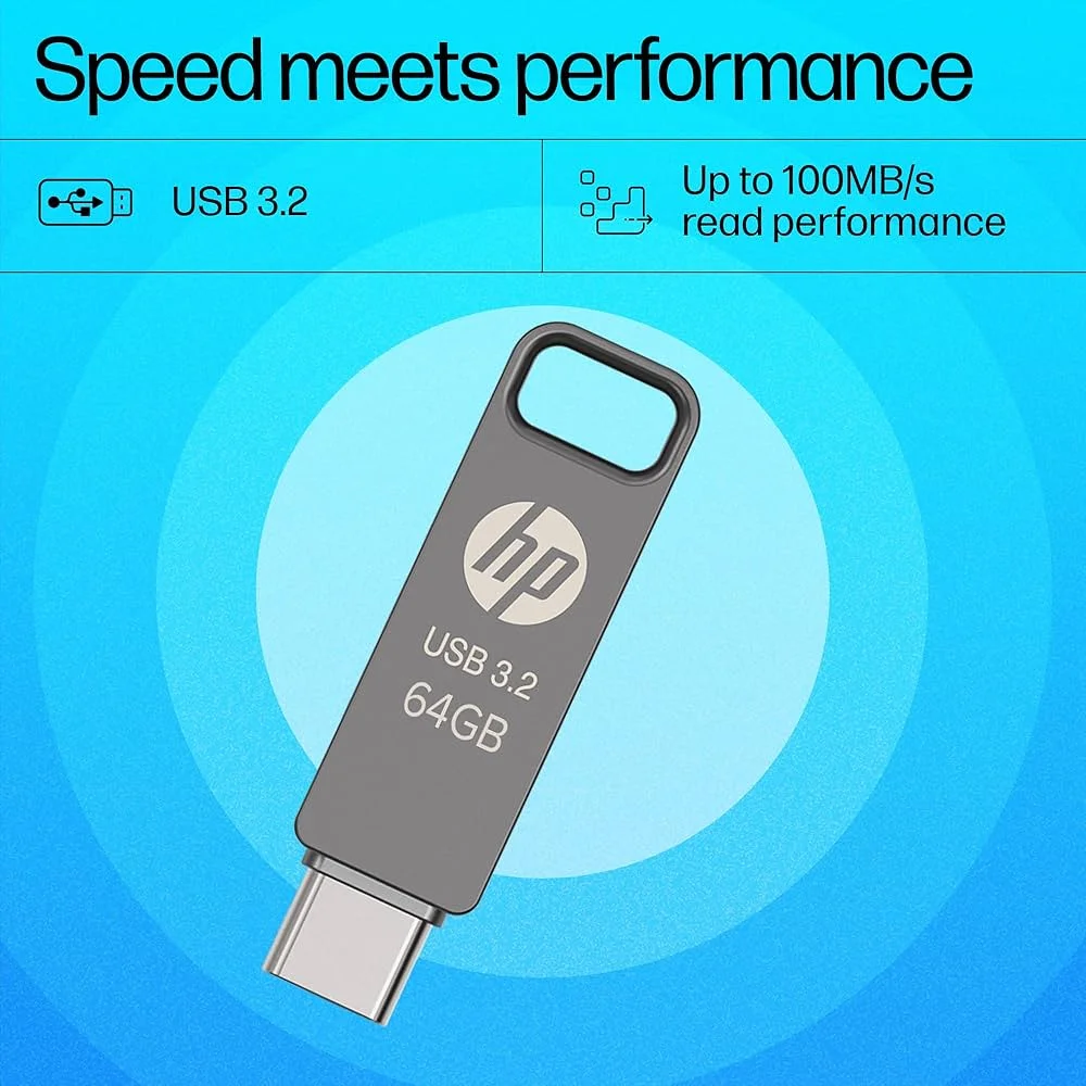 HP 886C 64GB USB 3.2 Type-C OTG Pendrive Black view 2